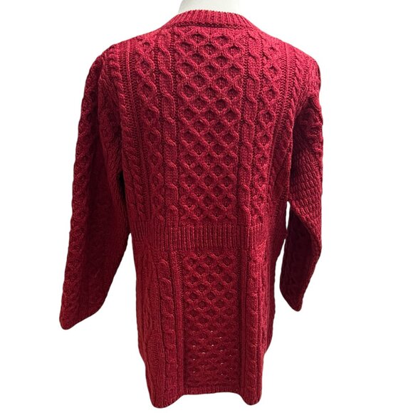 Shannon Woolen Mills A-Line Cardigan Button Front Merino Wool Size Large Wine - Picture 3 of 8